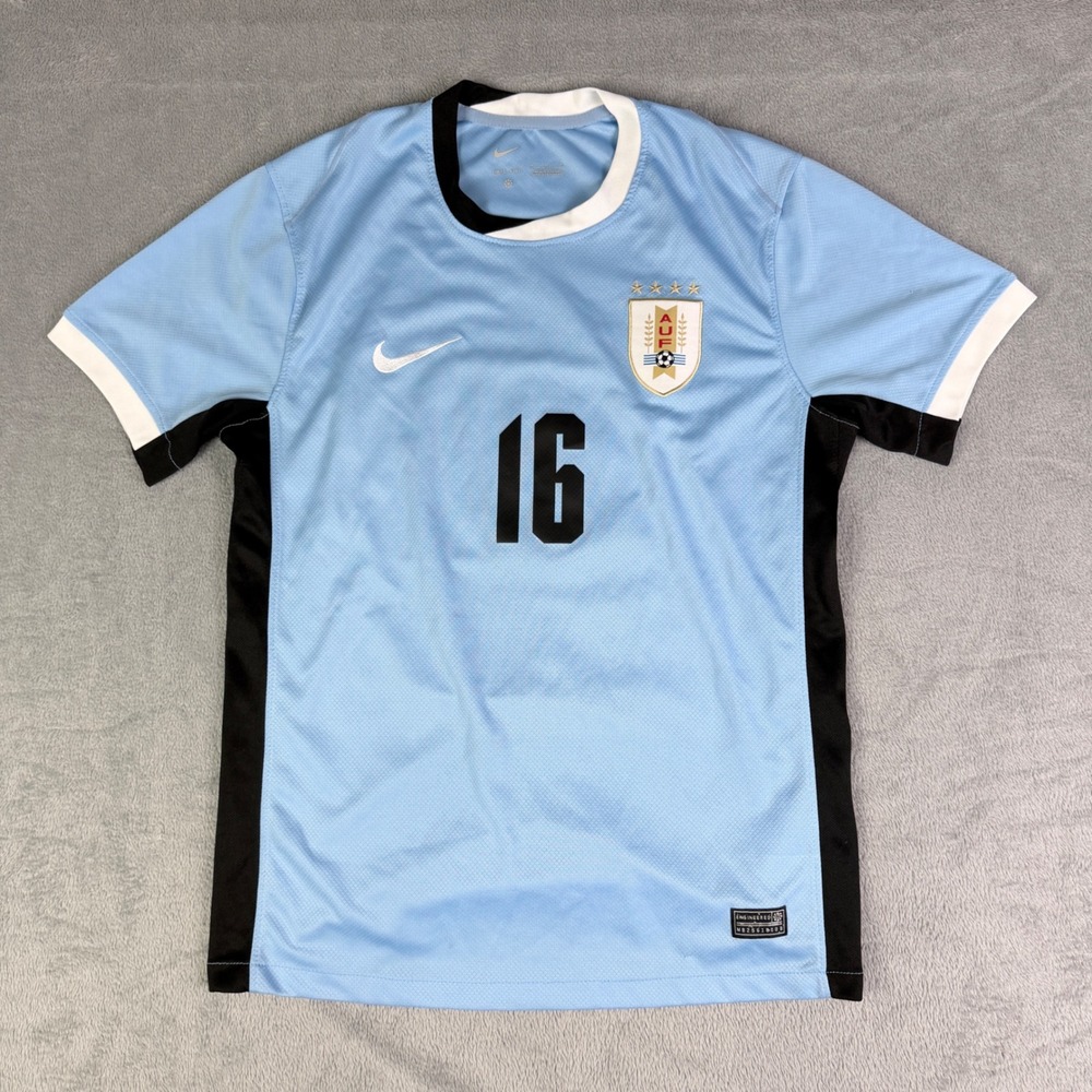 Nike Uruguay Soccer Jersey Mens Medium‎ Sky Blue AUF Number 16 Dri-FIT Shirt